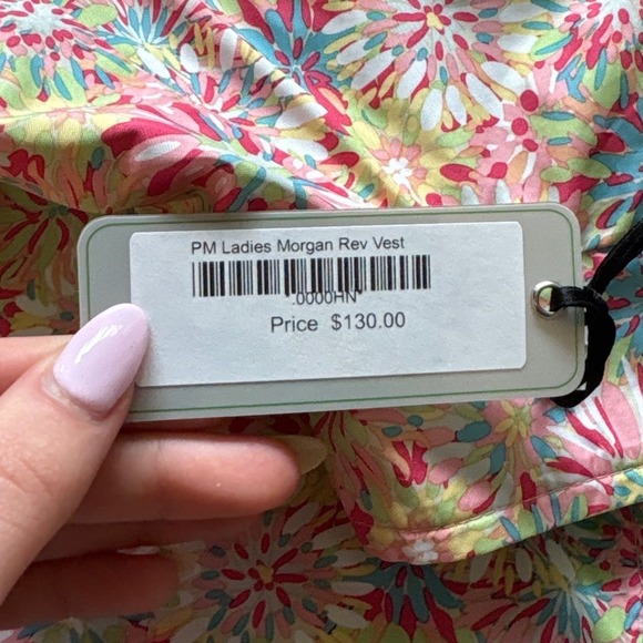 Peter Millar Ladies Morgan Reversible Vest Pink Lime Green Floral Golf Small - Picture 4 of 6